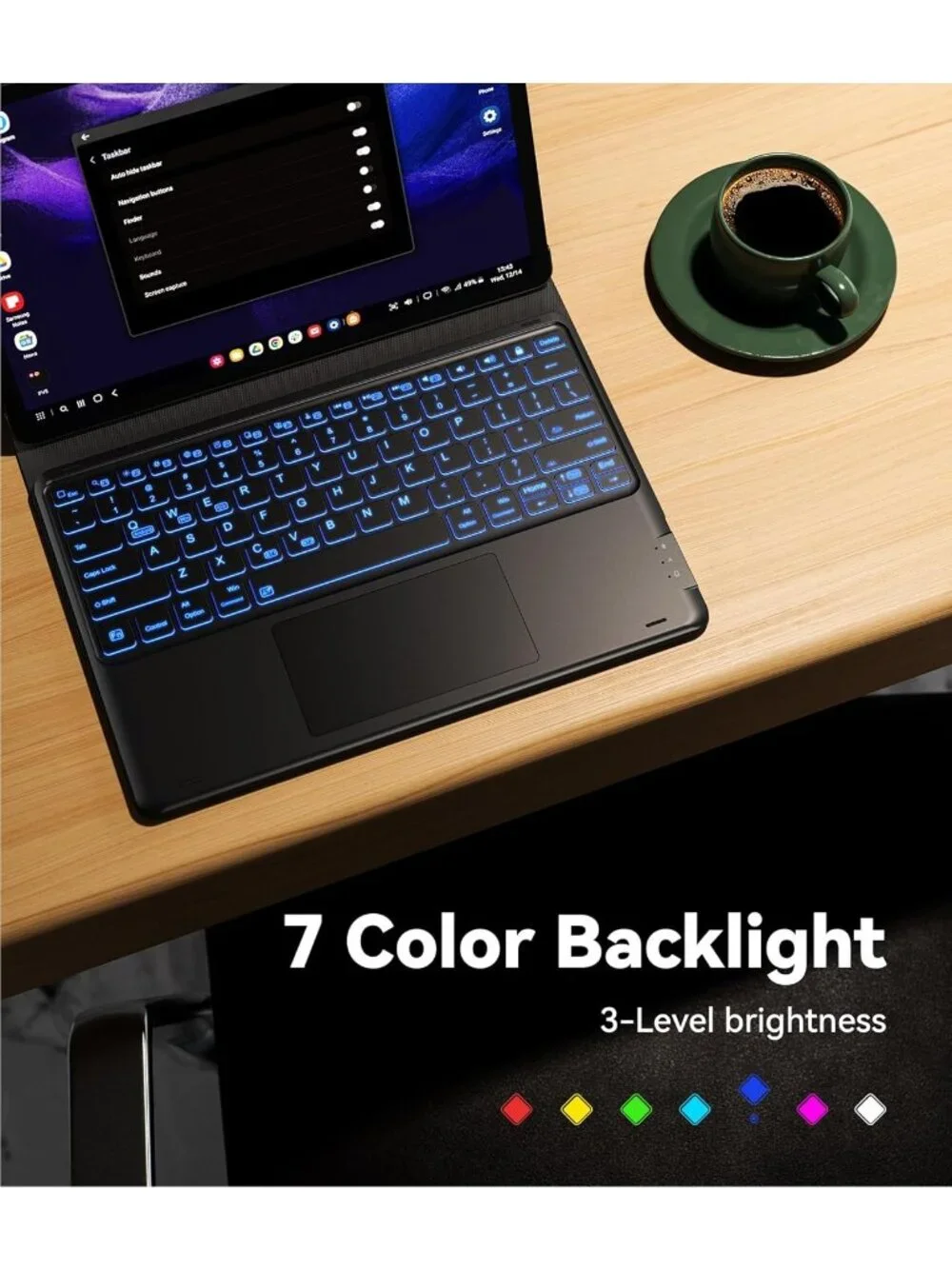 Samsung Galaxy Tab S9 Plus Keyboard Case 7 Color Backlit Touchpad & S Pen Holder